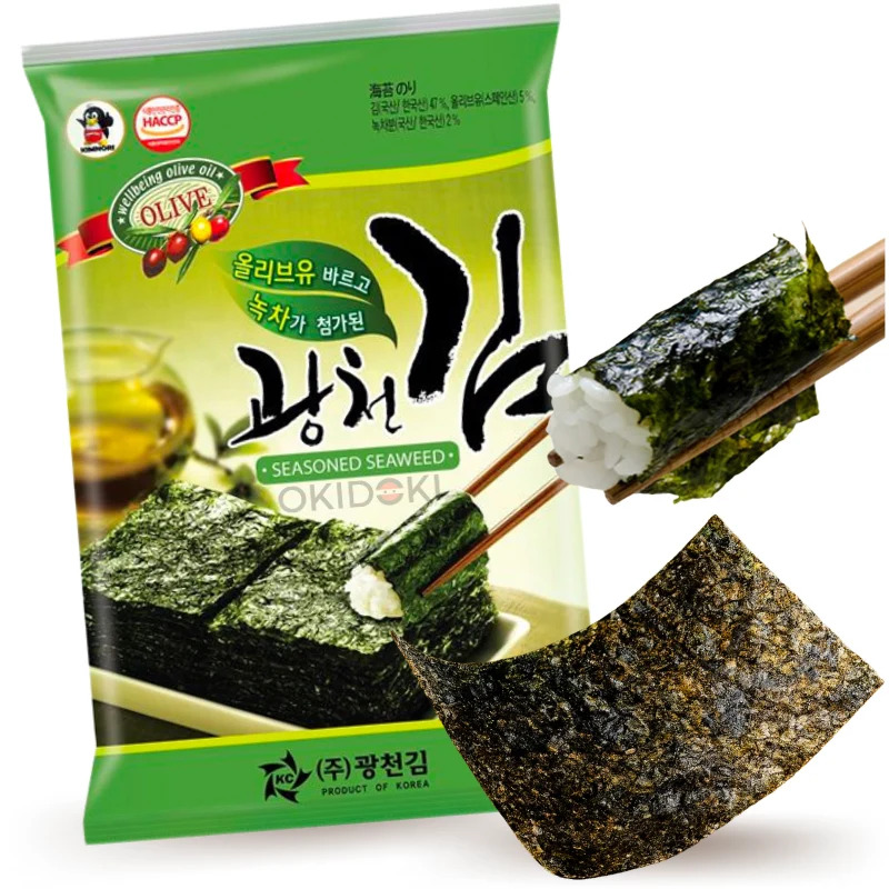 Seasoned Seaweed Dosirak with Olive Oil & Green Tea Powder